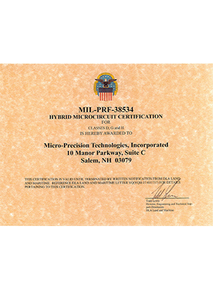 MIL-PRF-38534 Certified
